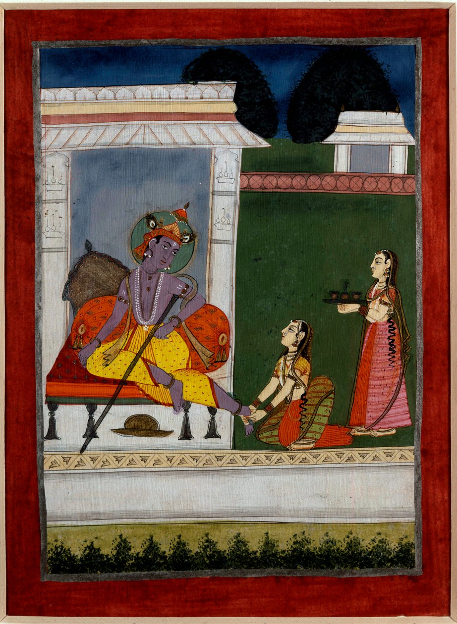Hindouisme : Krishna se reposant. Miniature persane de l