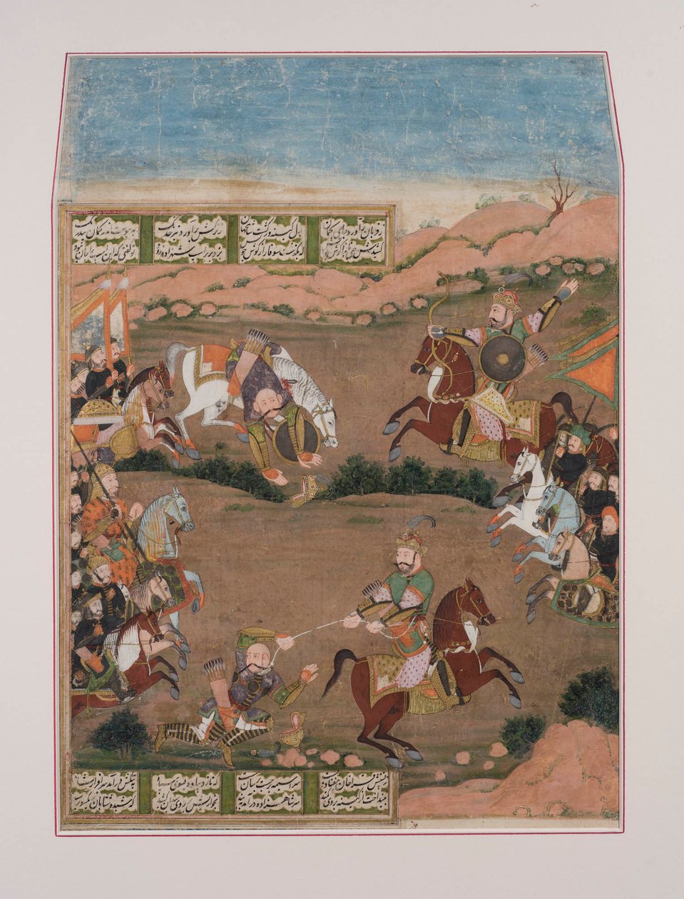 Kay-Khusrau tire sur Qara Khan, du Shahnama - Persian School