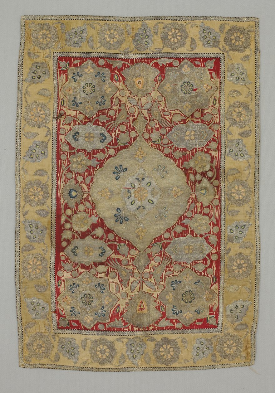 Panneau - perroquet sur une branche de rose répétée - Persian School