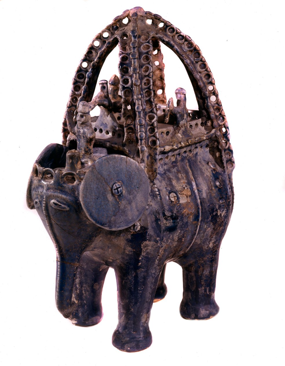 Art persan : rhyton en faïence bleue de la région de Gorgan en Iran - Persian School