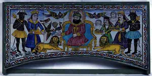 Panneau Qajar Cuerda Seca, Shiraz - Persian School