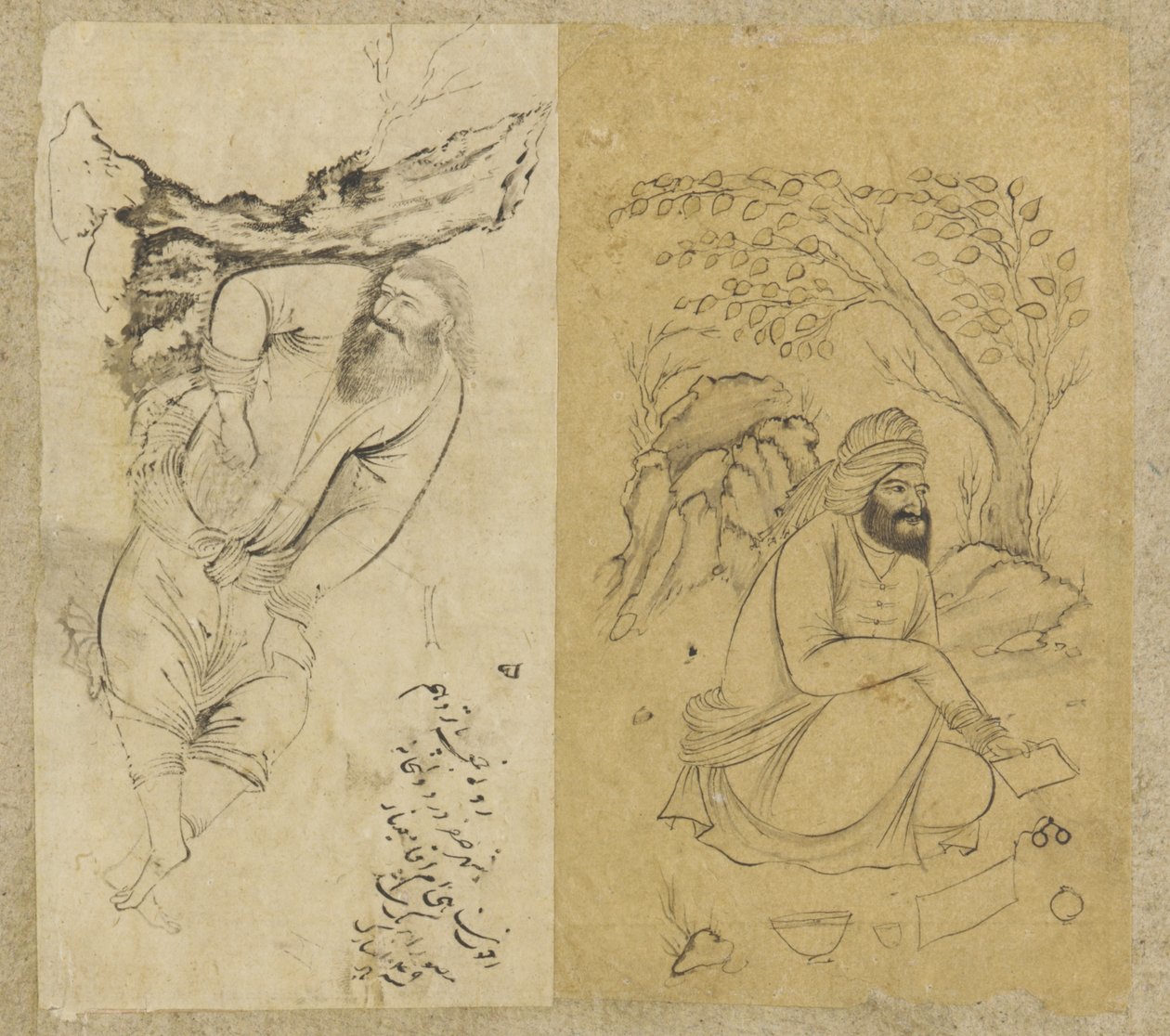 Homme au repos, Ispahan, dynastie safavide, 1639 - Persian School