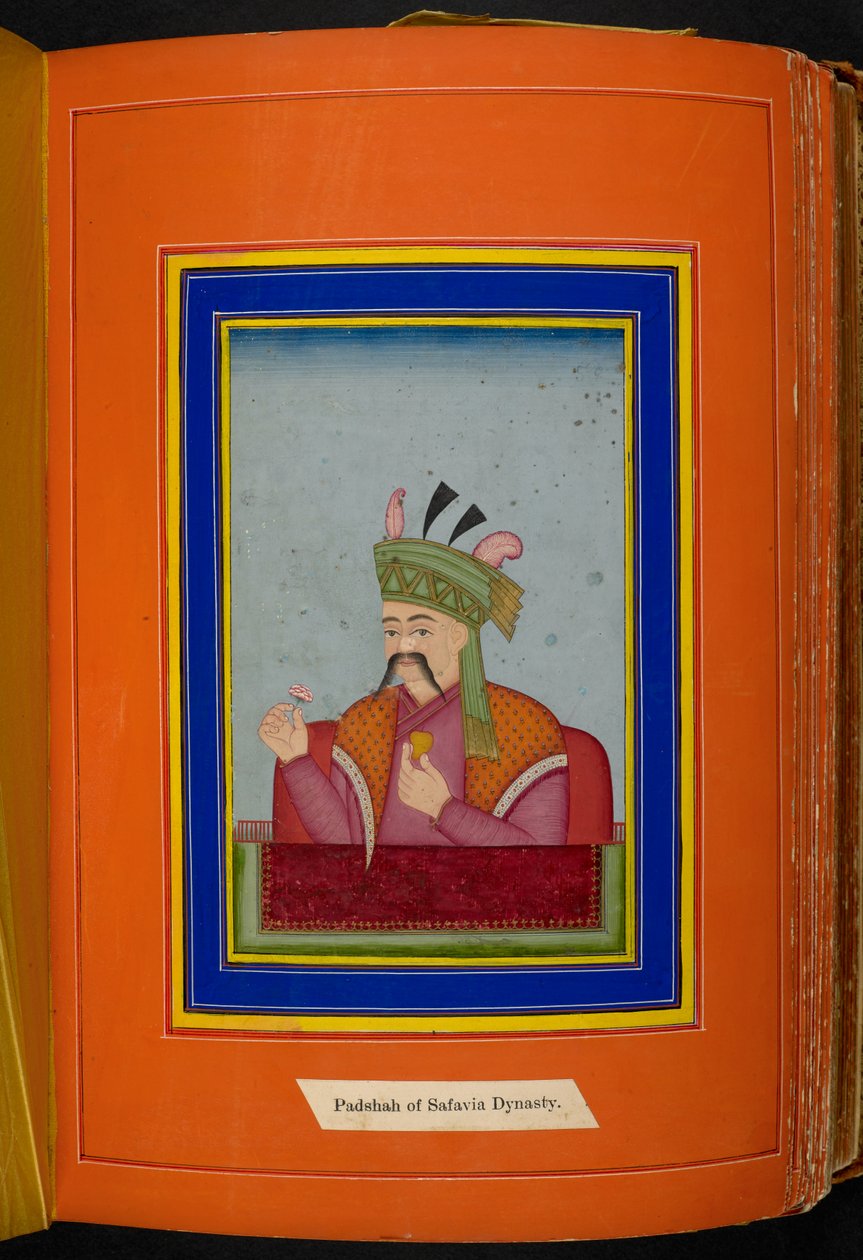 Shah Abbas I de Perse (règne 1588-1629) portrait en buste, regardant à gauche - Persian School