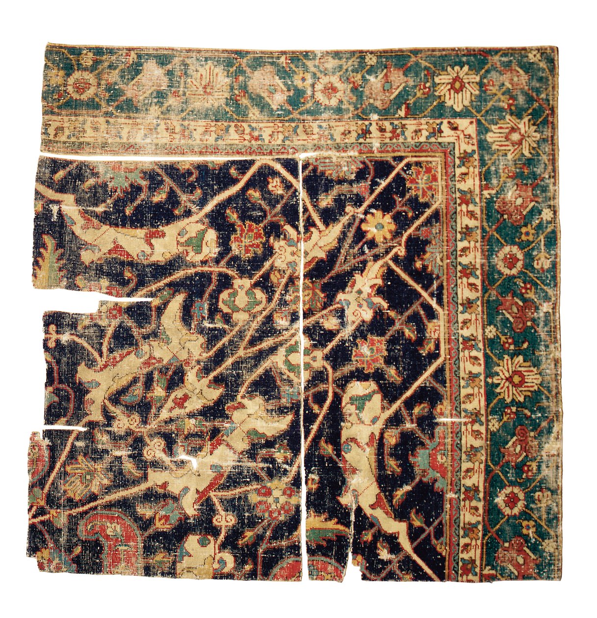 Fragment de tapis médaillon de Tabriz, nord-ouest de la Perse - Persian School