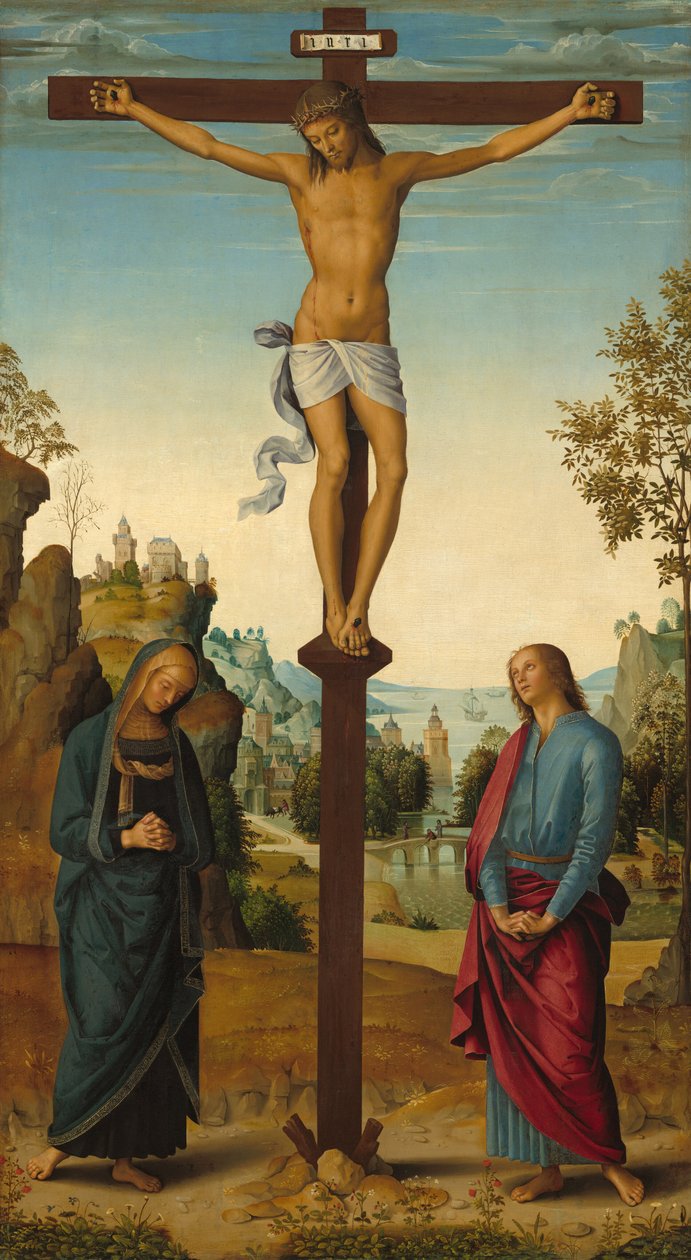 La Crucifixion avec la Vierge, Saint Jean, Saint Jérôme et Sainte Marie-Madeleine - Perugino