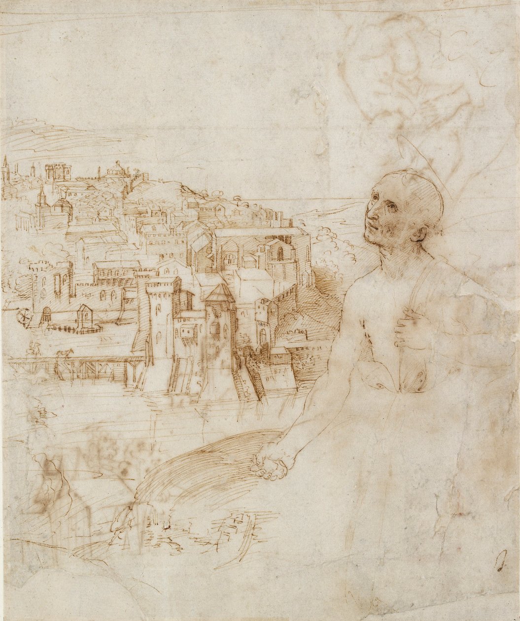 Vue de la ville de Pérouse, avec Saint Jérôme pénitent au premier plan, 1500-1504 - Perugino