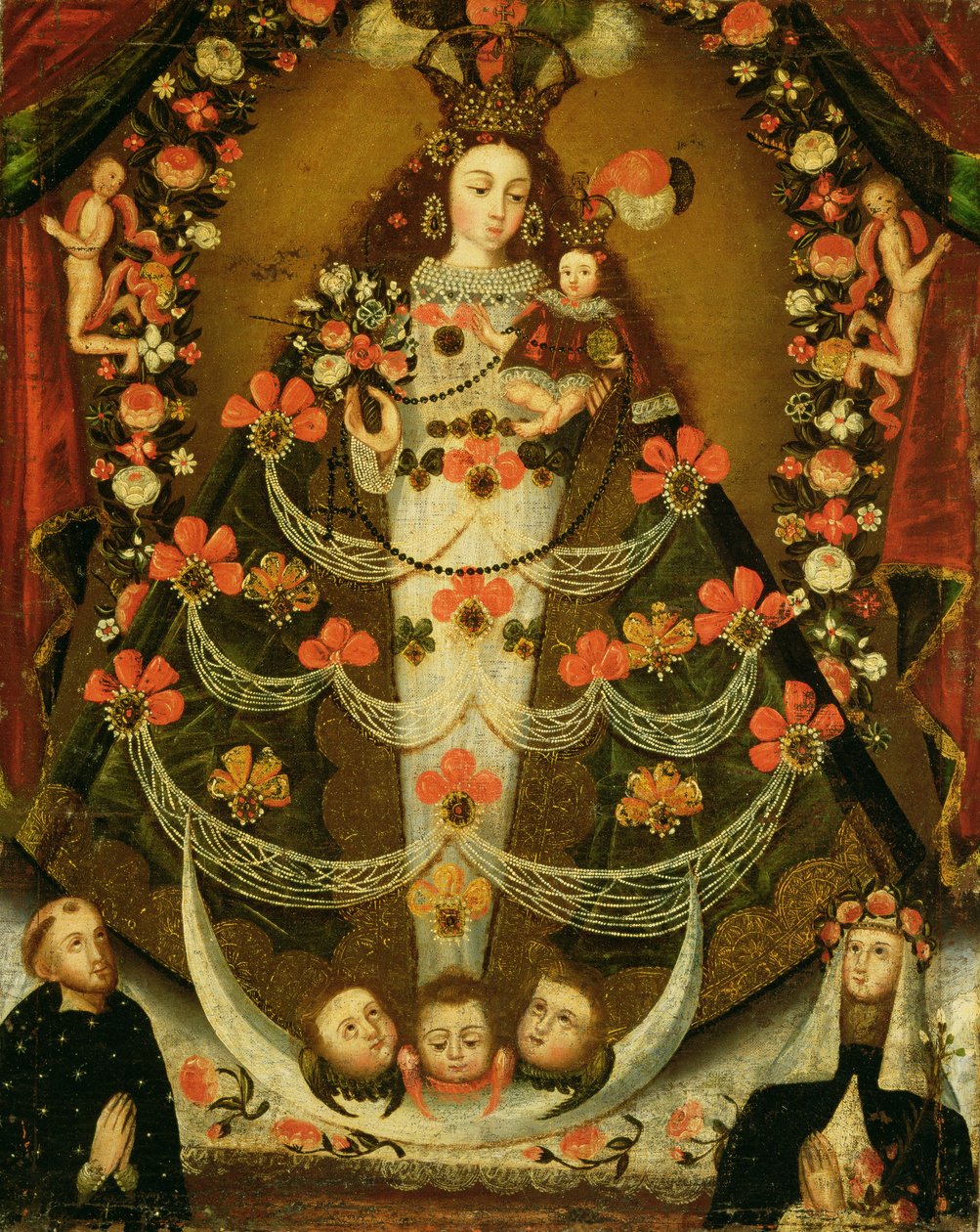 Vierge de Pomata avec Saint Nicolas de Tolentino et Sainte Rose de Lima (1586-1617) - Peruvian School
