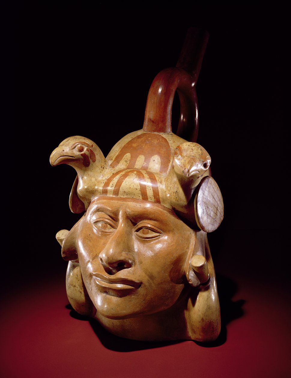 Vase portrait en poterie, Mochica - Peruvian School