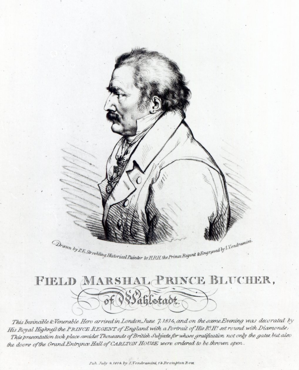 Maréchal Prince Blücher de Wahlstadt, gravé par J. Vendramini, 1814 - Peter Eduard Stroehling