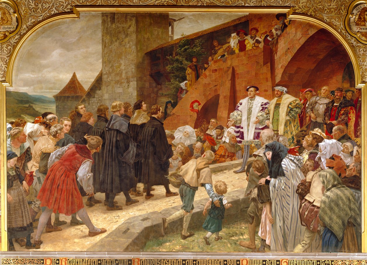 Philippe le Magnanime accueillant les réformateurs à un débat religieux en 1529, 1903 - Peter Johann Theodor Janssen