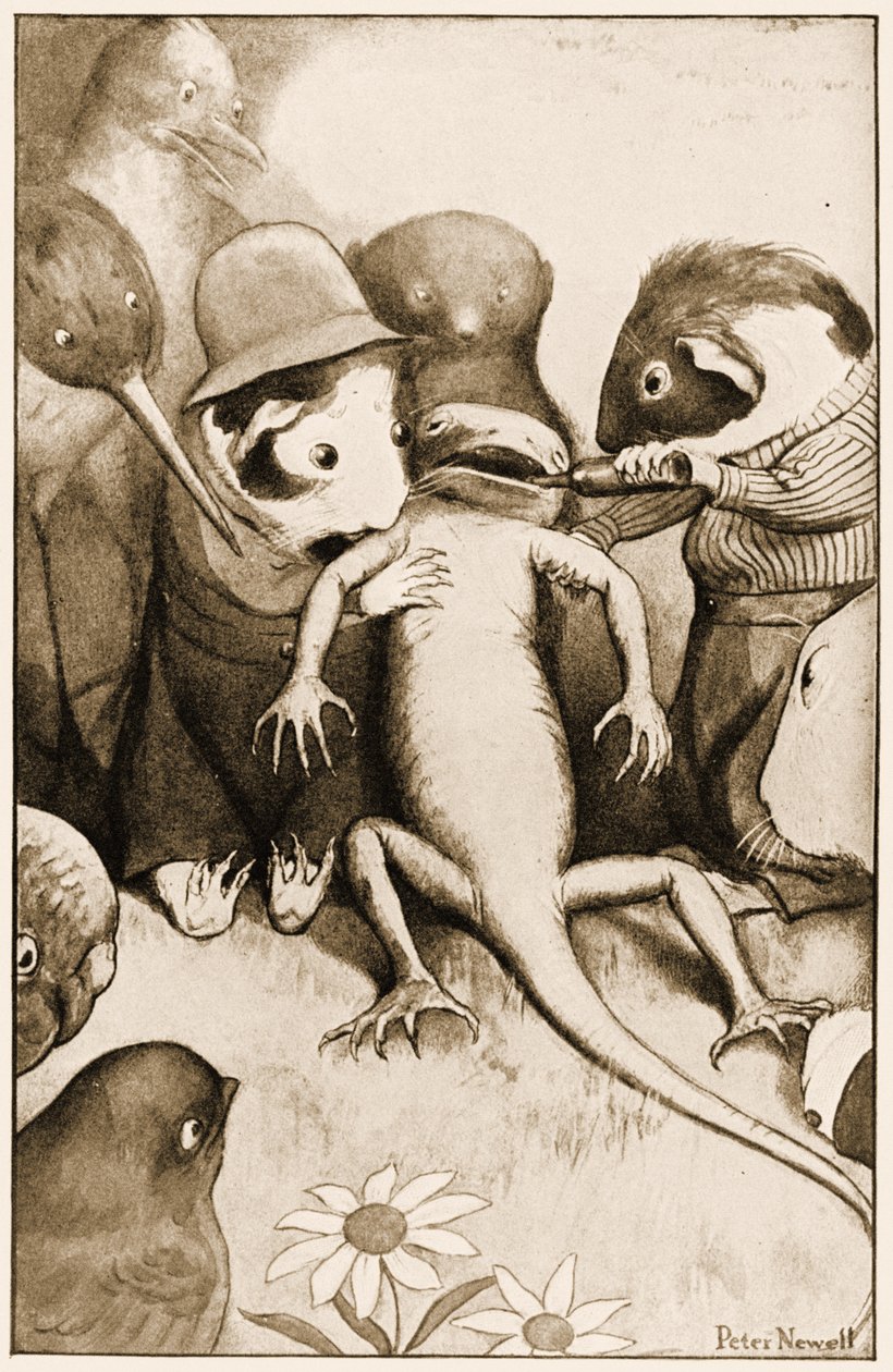 Le pauvre petit lézard Bill était au milieu, tenu en l