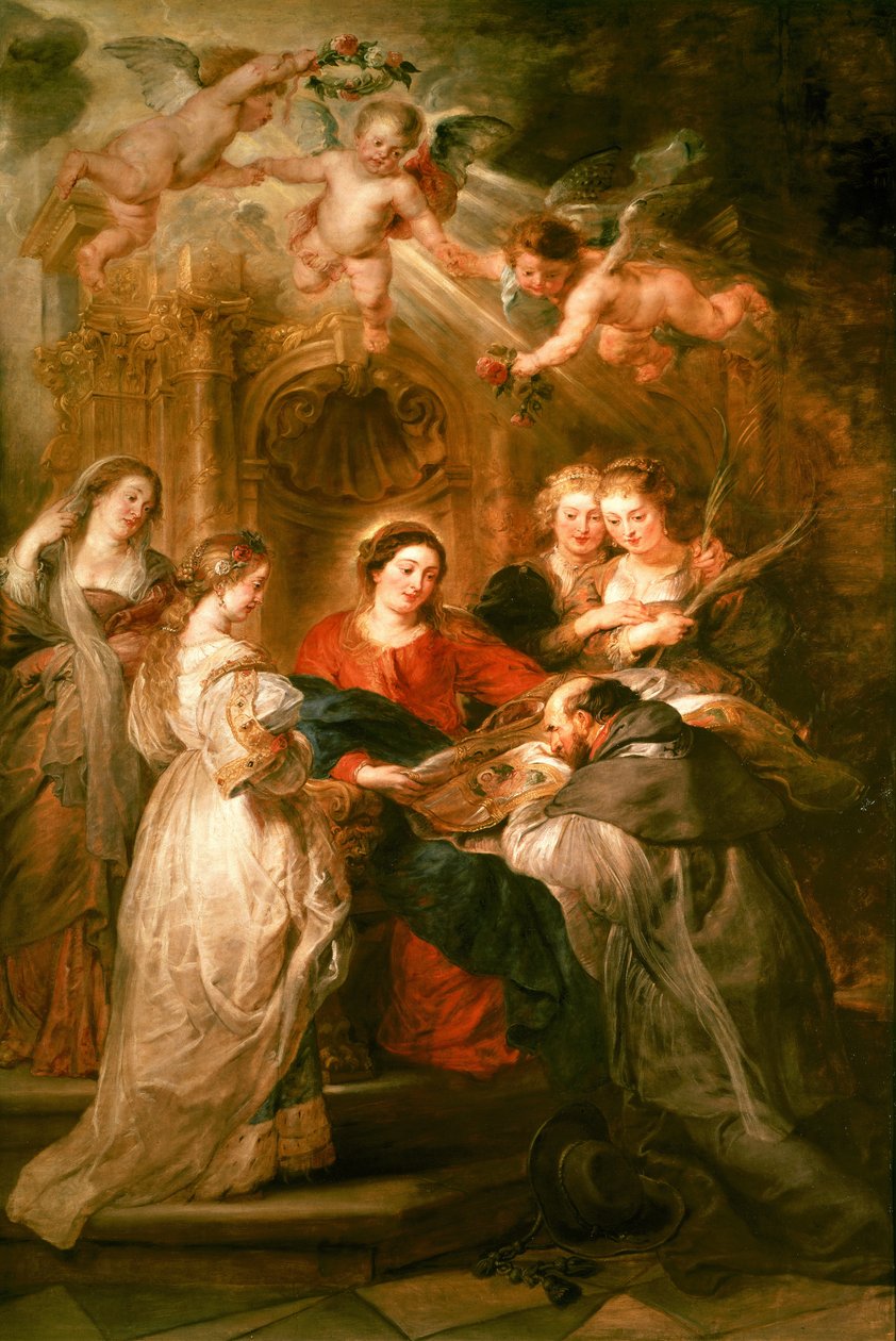 Retable de Saint Ildefonso, panneau central représentant la Vierge Marie présentant une robe liturgique à Saint Ildefonso, vers 1630-32 - Peter Paul Rubens