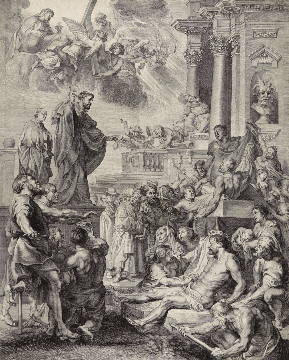 Miracle de Saint François Xavier; Saint François Xavier ressuscitant une personne morte - Peter Paul after Rubens