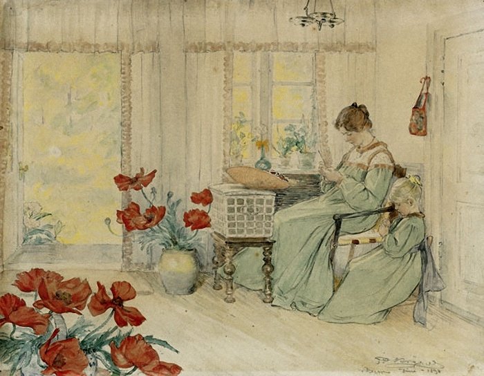 Marie et Vibeke brodant chez nous à Skagen Plantage - Peder Severin Krøyer