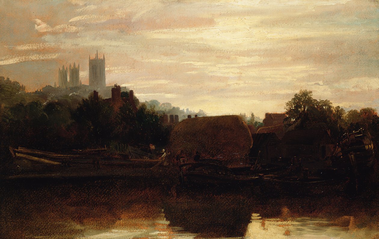 Vue de Lincoln depuis le Foss Dyke, aube - Peter de Wint