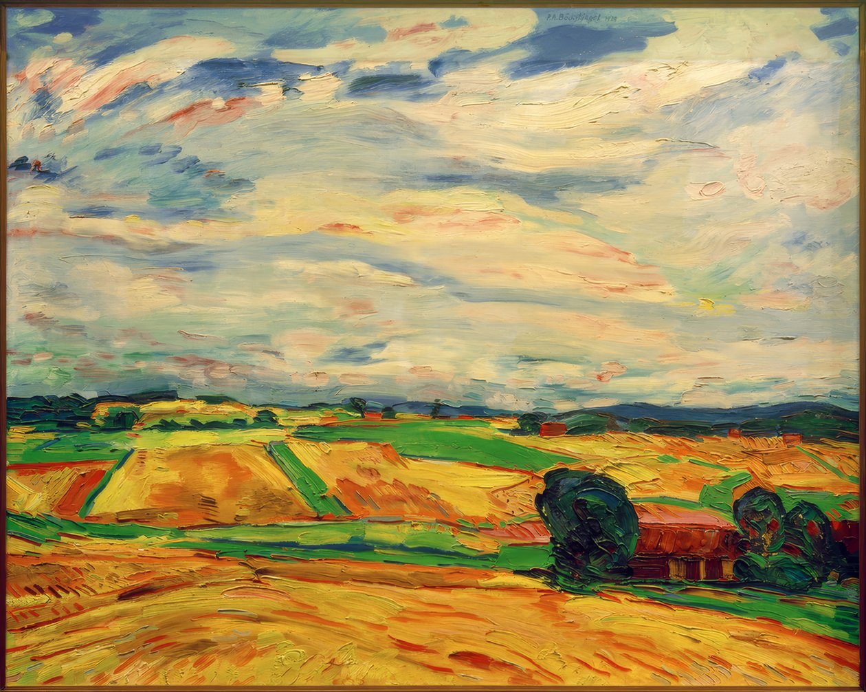 Paysage avec champs de récolte - Peter August Böckstiegel