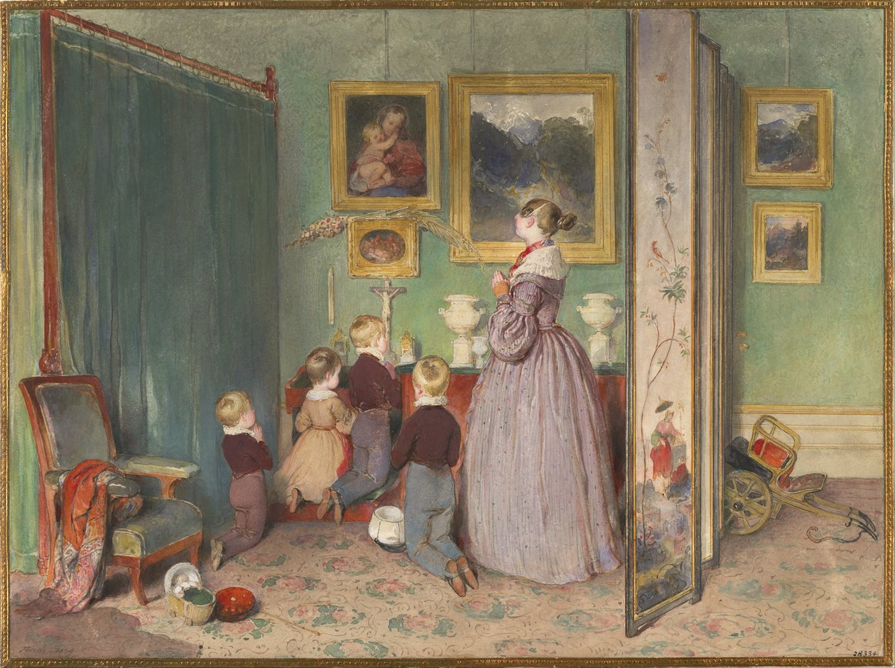 La prière du soir Archiduchesse Sophie avec enfants, 1839 - Peter Fendi