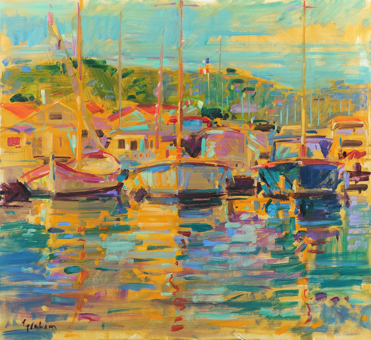 Matin de Saint-Tropez, 2018 (huile sur toile) - Peter Graham