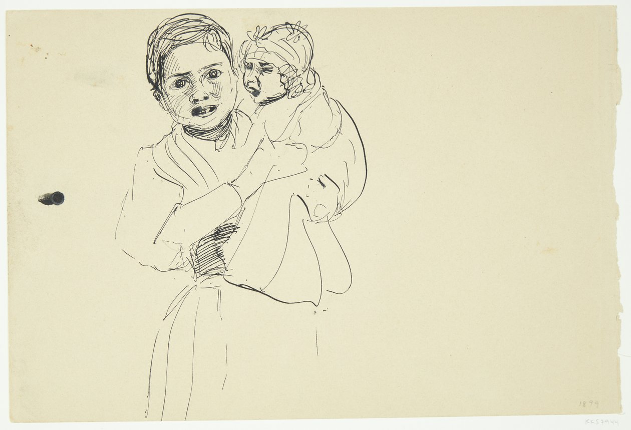 Femme italienne avec un enfant dans les bras - Peter Hansen