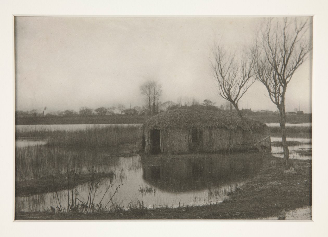 Une Maison-Bateau en Roseau, Planche XXXI de Vie et Paysage sur les Planches de Norfolk - Peter Henry Emerson