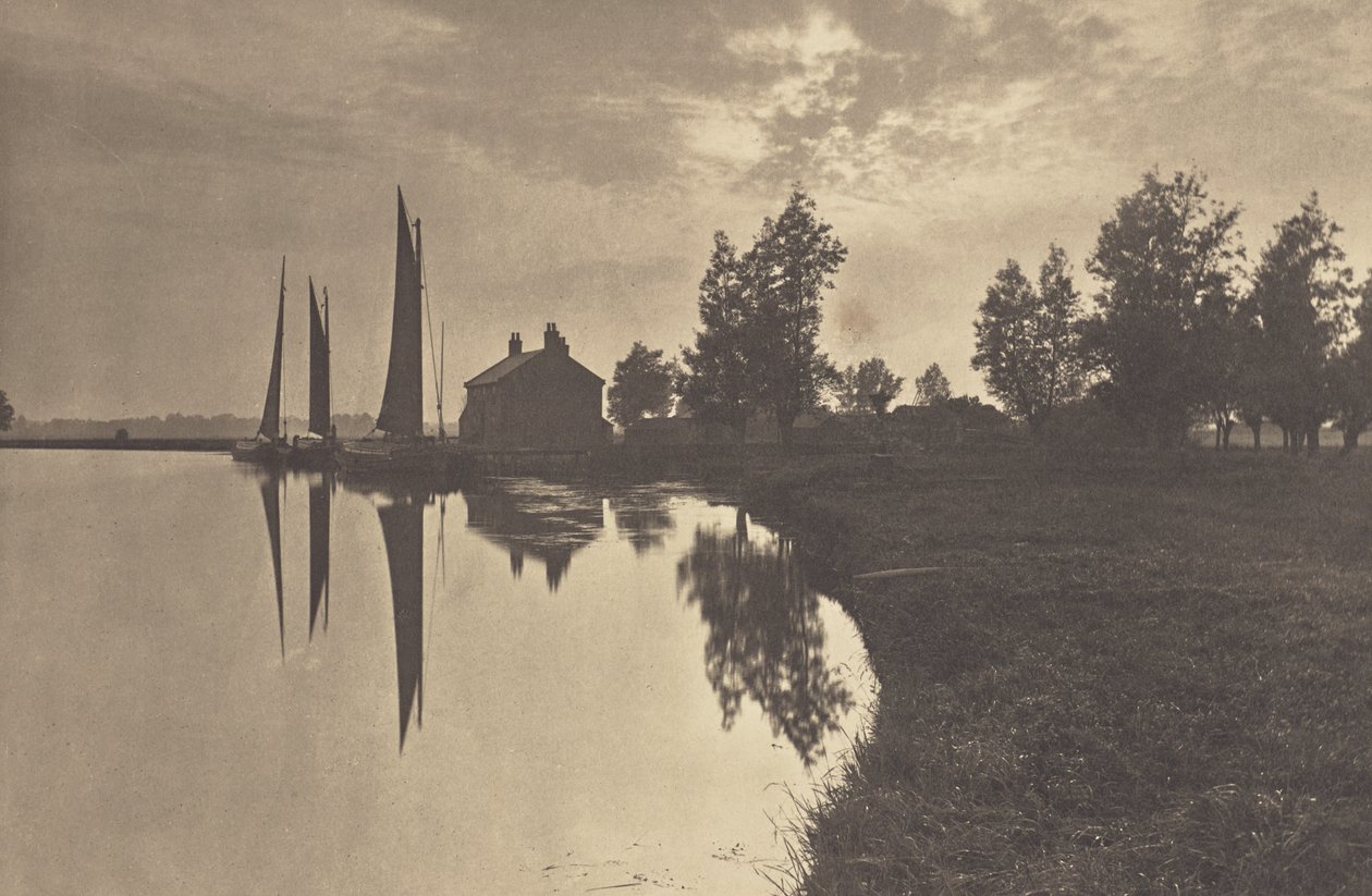 Cantley : des wherries attendant le changement de marée - Peter Henry Emerson
