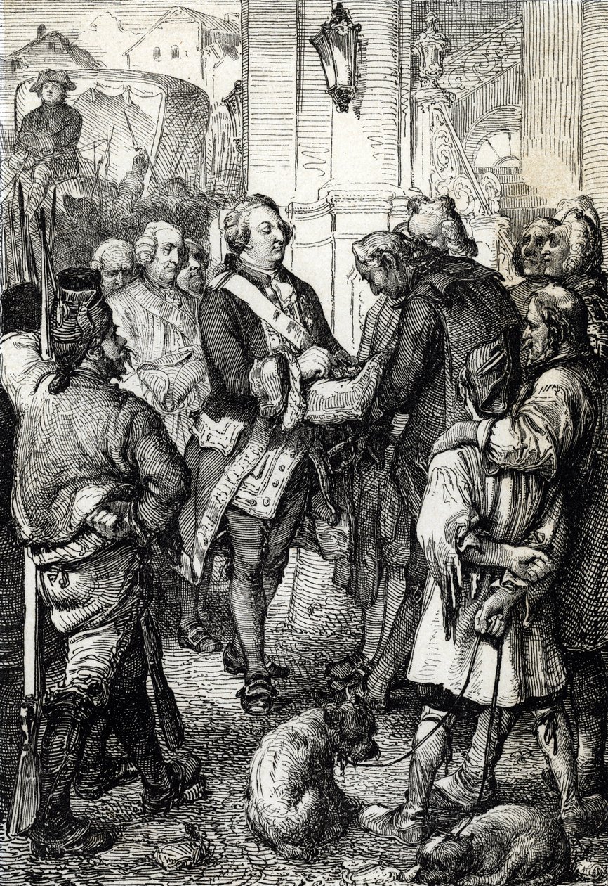 Révolution française : le roi Louis XVI reçoit du maire de Paris Jean-Sylvain Bailly la cocarde tricolore - Peter Johann Nepomuck Geiger