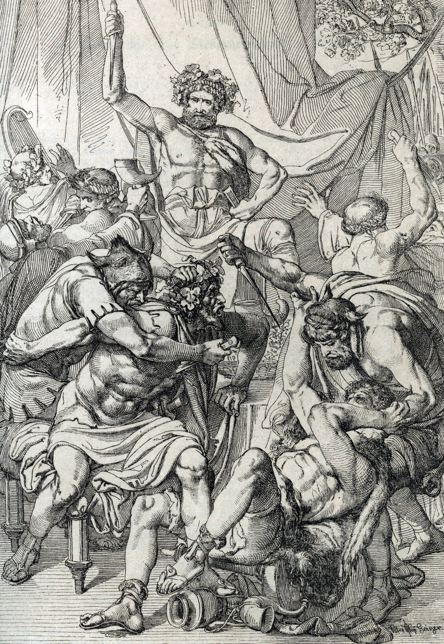 Heptarchie : représentation du chef anglo-saxon Hengist tuant ses ennemis pour fonder le royaume de Kent, vers 461 - Peter Johann Nepomuck Geiger