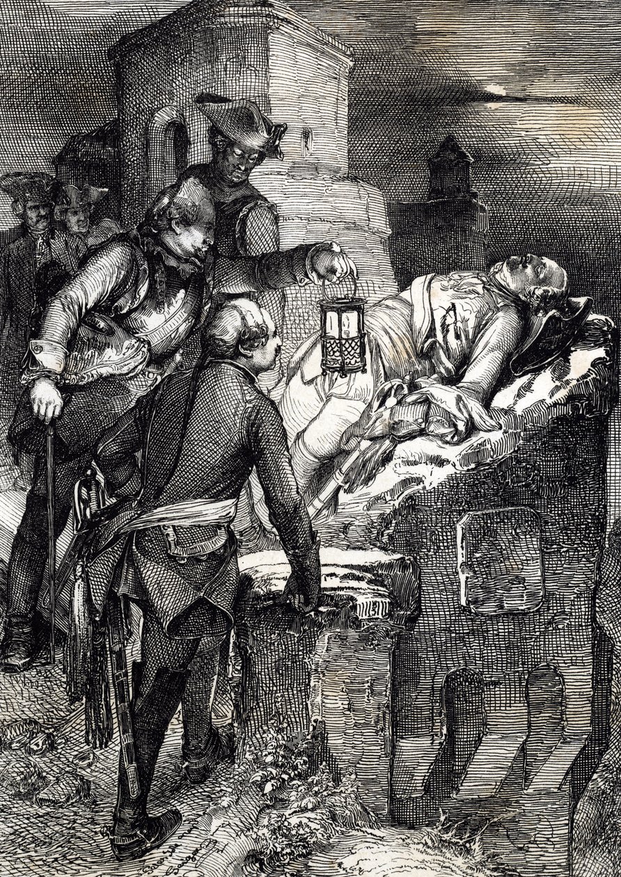 La mort du roi Charles (ou Carl) XII de Suède (1682-1718) lors du siège du premier fort norvégien Fredriksten - Peter Johann Nepomuck Geiger