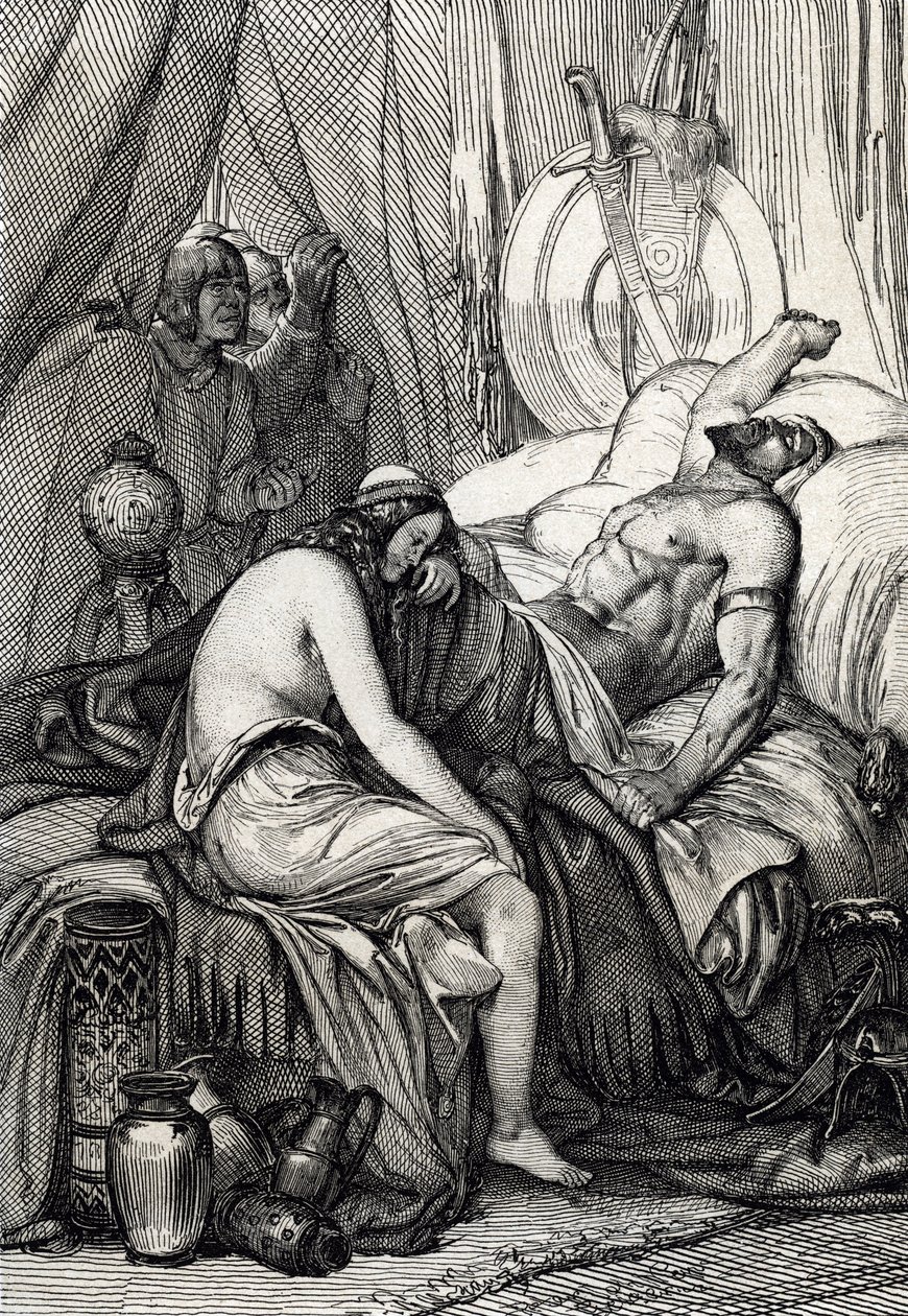 La mort du roi des Huns Attila (395-453) pendant son sommeil la nuit de son mariage avec la germaine Ildico, 453 - Peter Johann Nepomuck Geiger
