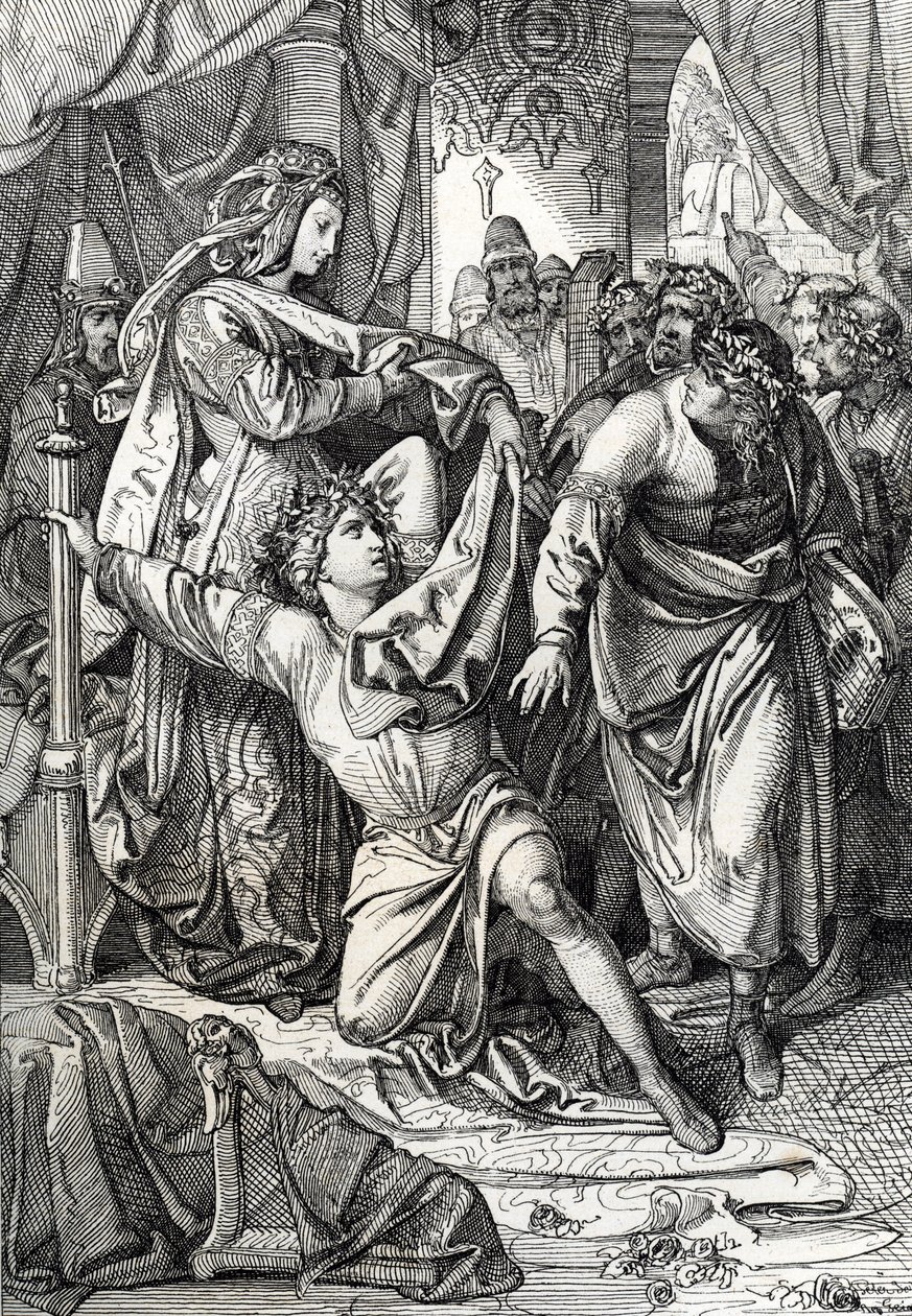 Le concours poétique du château de Wartburg en Allemagne en 1207 : les Minnesänger rivalisent dans des jeux poétiques, le troubadour Henri d