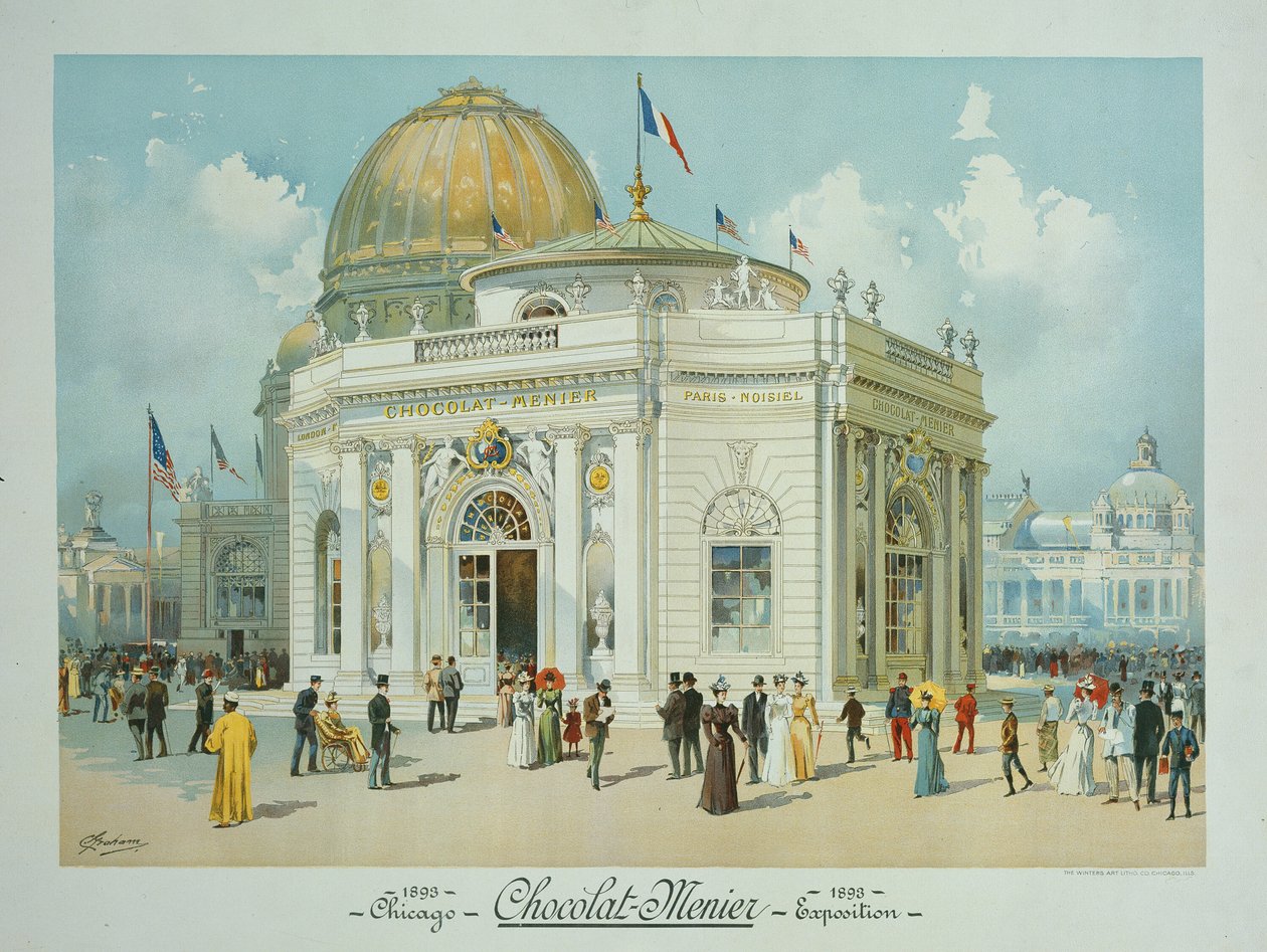 Pavillon du Chocolat-Menier, Exposition universelle de Chicago, Illinois, vue en perspective - Peter Joseph Weber