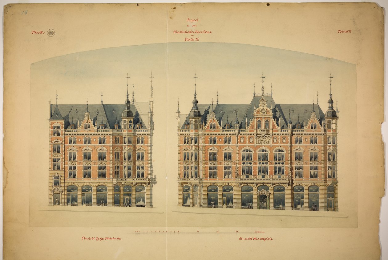 Rathskeller Neubau, Halle (Saale), Saxe-Anhalt, Allemagne, Élévations - Peter Joseph Weber