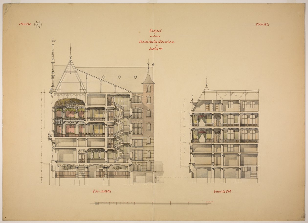 Rathskeller Neubau, Halle (Saale), Saxe-Anhalt, Allemagne, Deux sections - Peter Joseph Weber