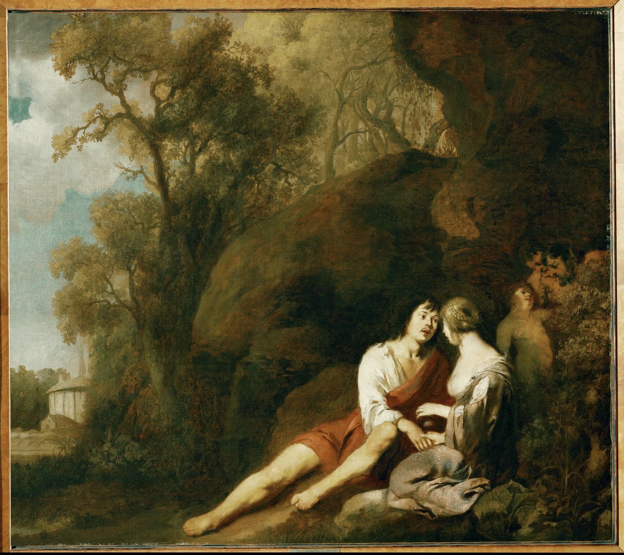 Amoureux dans un paysage (peinture sur toile) - Peter Lely