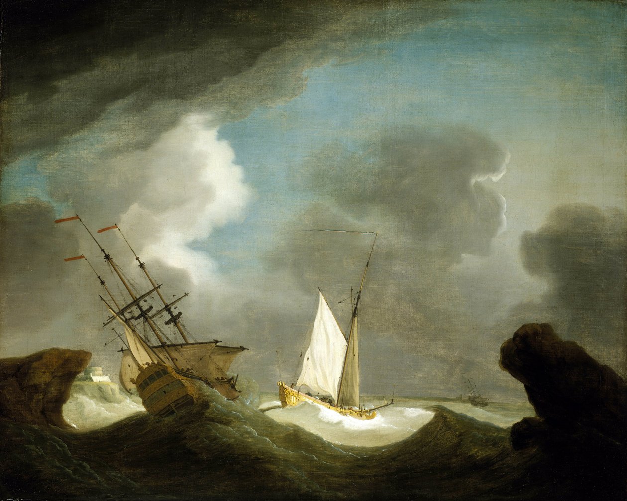 Un navire de la Compagnie des Indes orientales et un yacht royal britannique - Peter Monamy