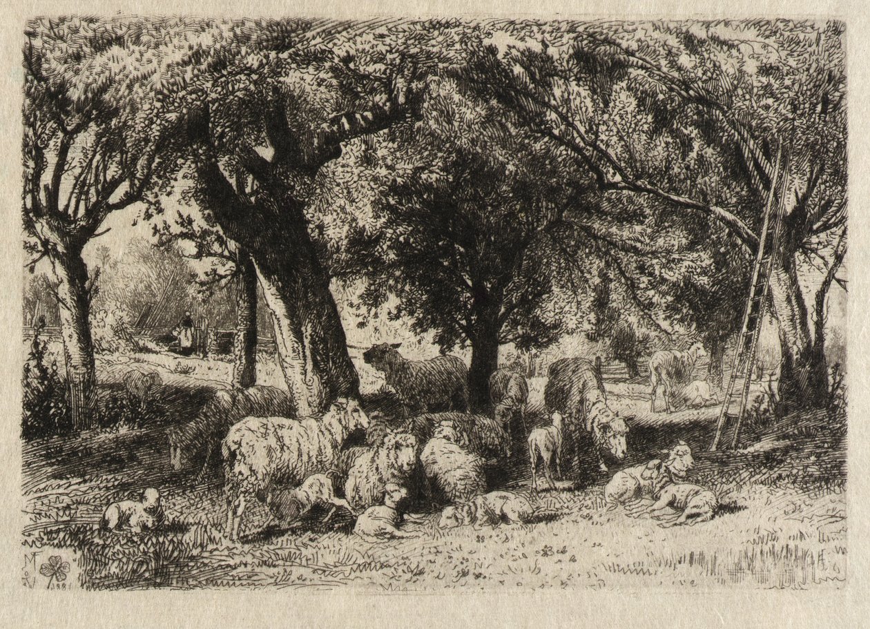 (Moutons dans un verger) - Peter Moran
