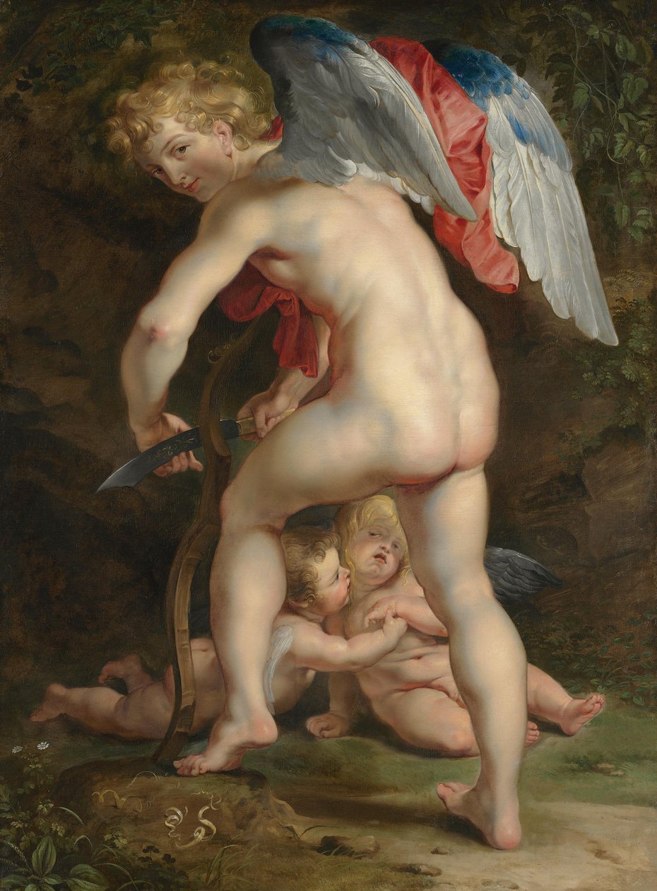 Cupidon sculpte l