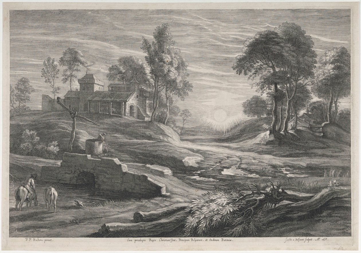 Paysage avec coucher de soleil et deux fermes - Peter Paul Rubens