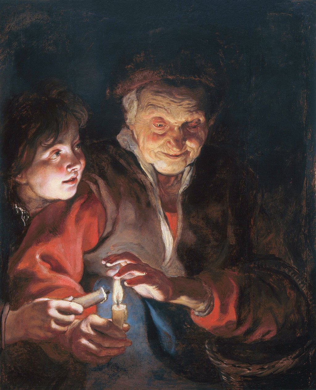 Une vieille femme et un garçon avec des bougies - Peter Paul Rubens