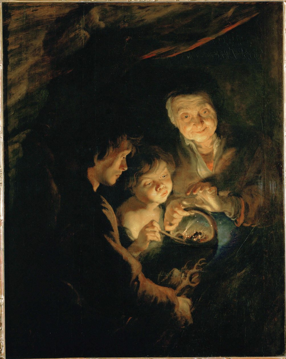 Vieille femme avec un brasero, vers 1618-20 (peinture sur bois de chêne) - Peter Paul Rubens