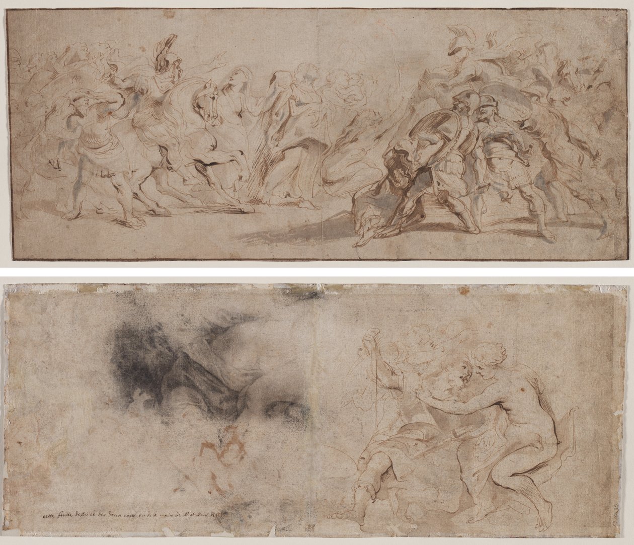Réconciliation des Romains et des Sabines (recto) Vénus désarmant Mars, étude de draperie (verso) - Peter Paul Rubens