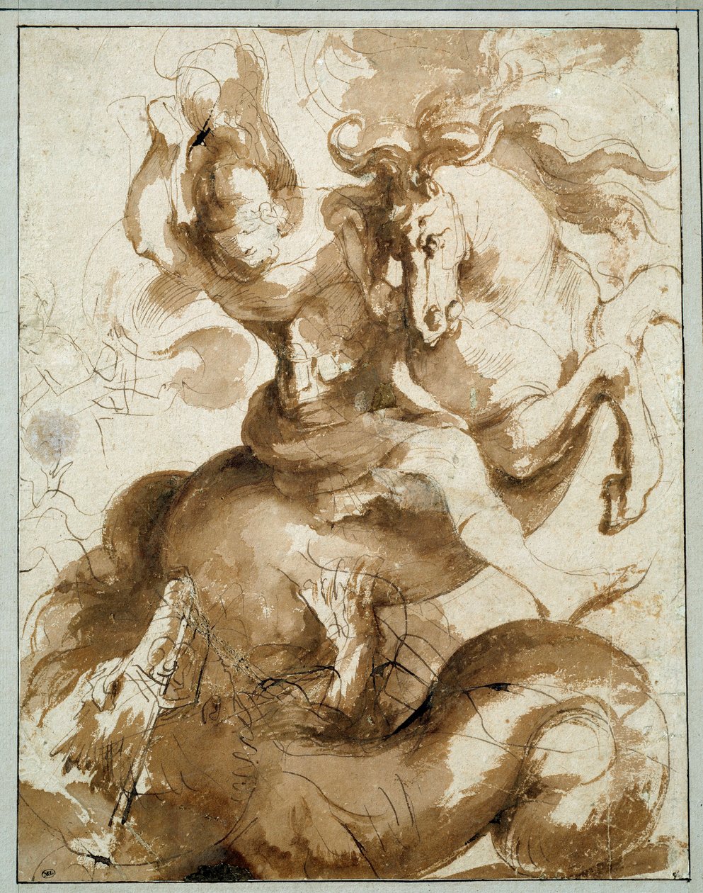 Saint Georges tuant le dragon Dessin de Pierre Paul Rubens - Peter Paul Rubens