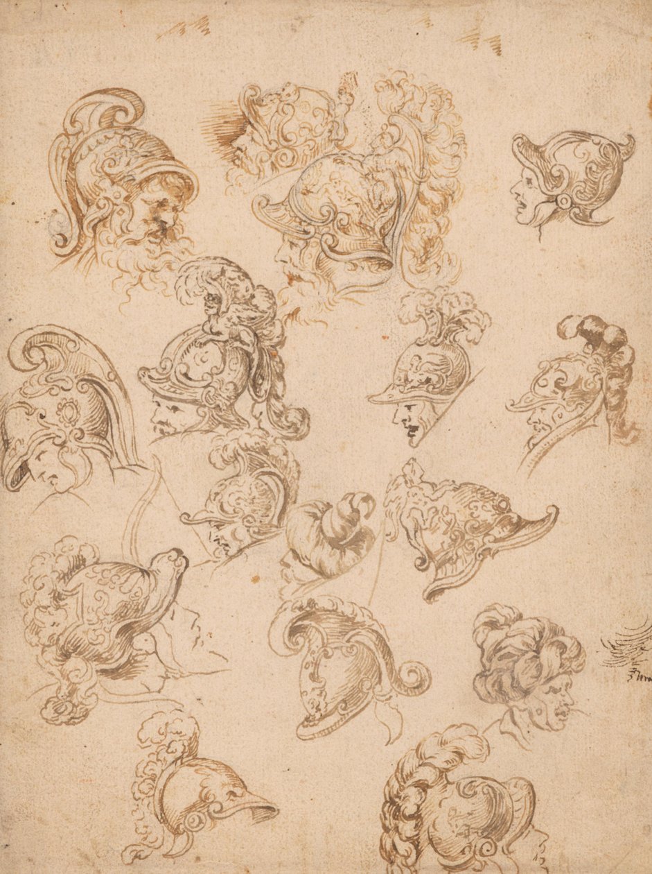 Feuille d’études avec casques et têtes - Peter Paul Rubens