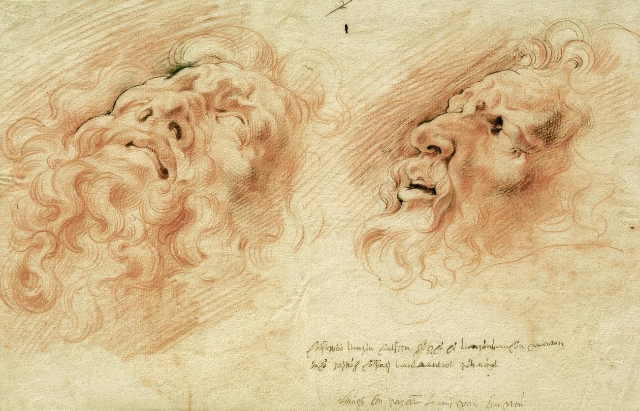 Deux études de la tête du Laocoon - Peter Paul Rubens