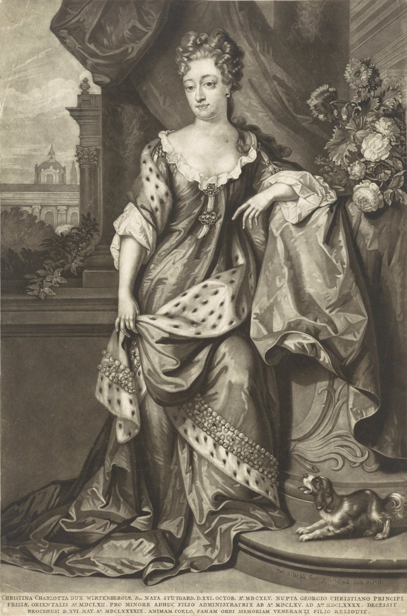 Christine Charlotte de Wurtemberg 1645-1699, Princesse de Frise orientale, vers 1699 - Peter Schenk
