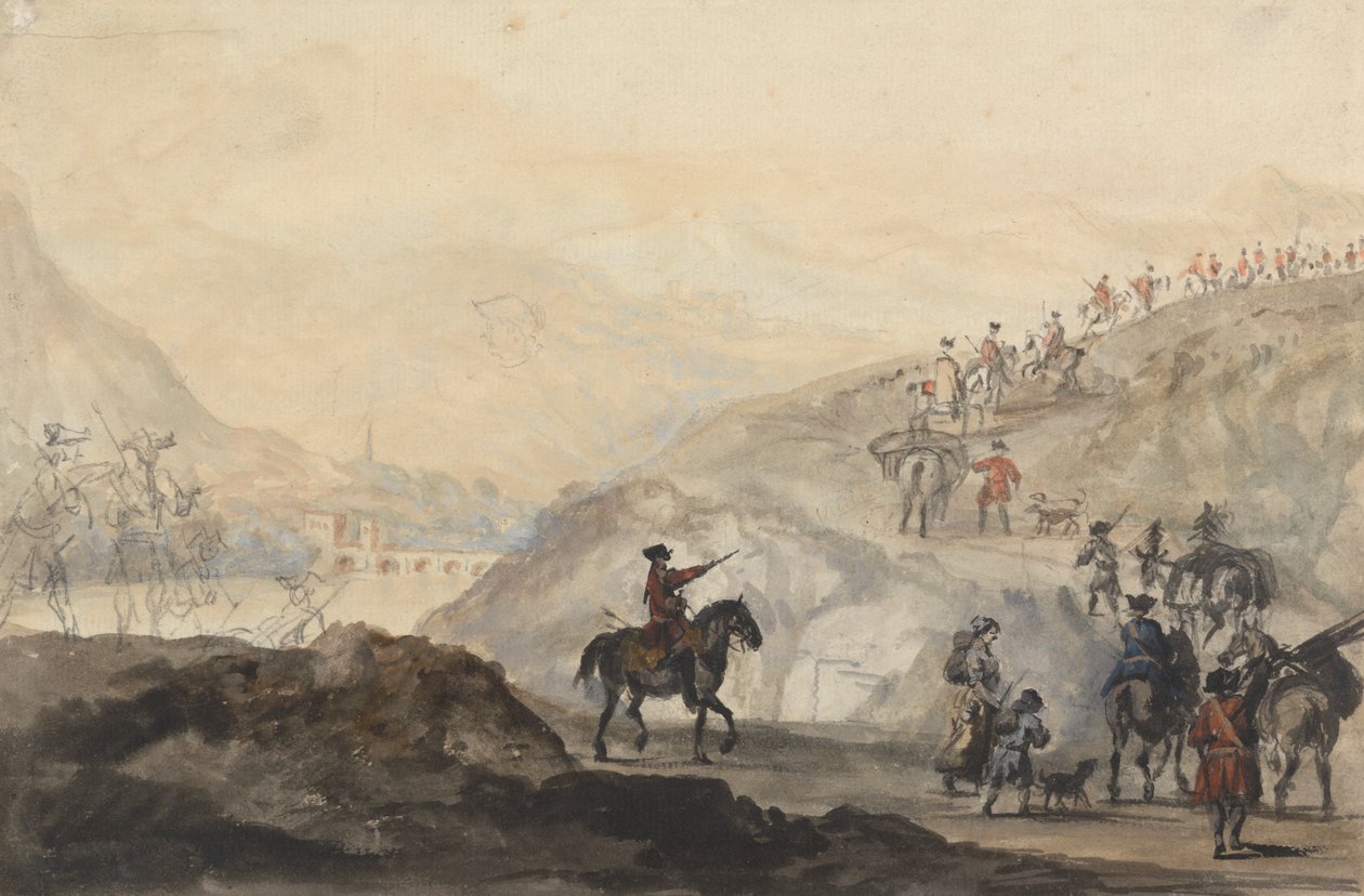Troupes de cavalerie et suiveurs de camp en mouvement - Peter Tillemans