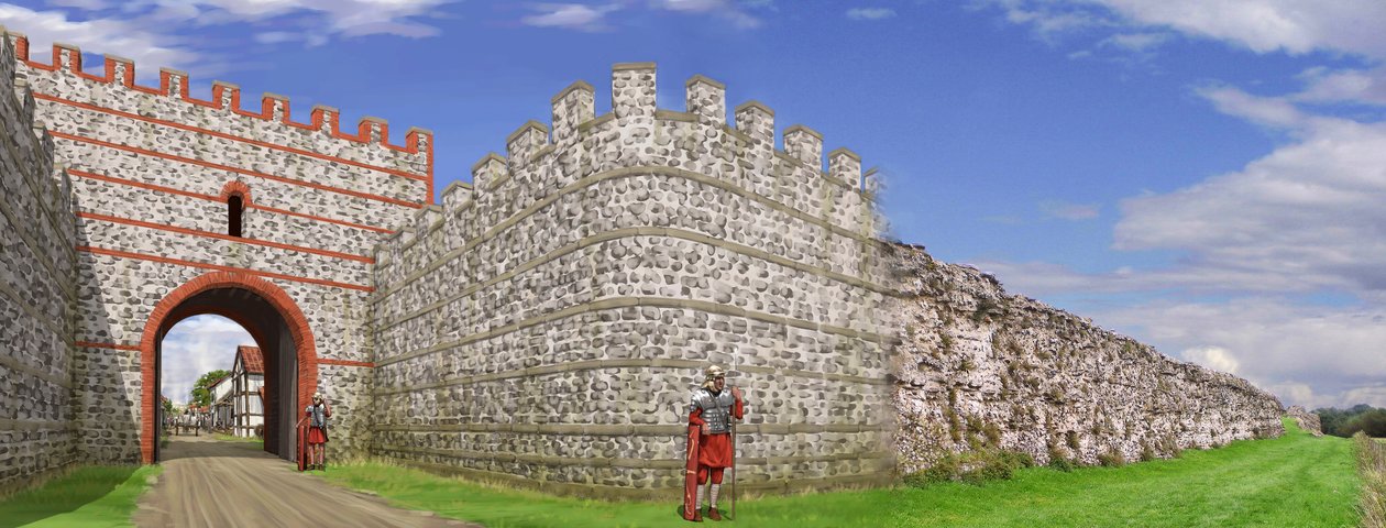 Porte sud des murs de la ville romaine de Silchester, 3ème siècle, vers 1990-2010 - Peter Urmston