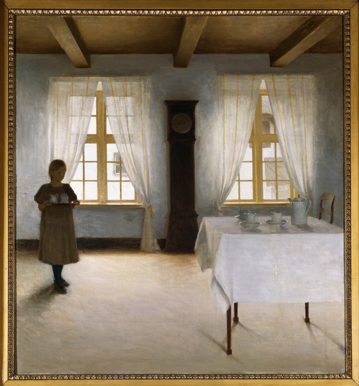Un Intérieur avec une Jeune Fille Servant le Thé - Peter Vilhelm Ilsted