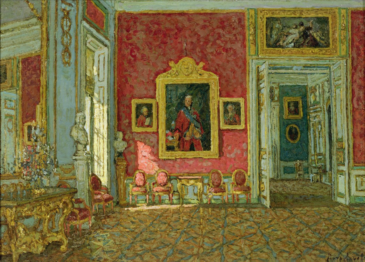 Le salon pourpre au palais de Kuskovo, c.1915 - Petr Ivanovic Petrovichev