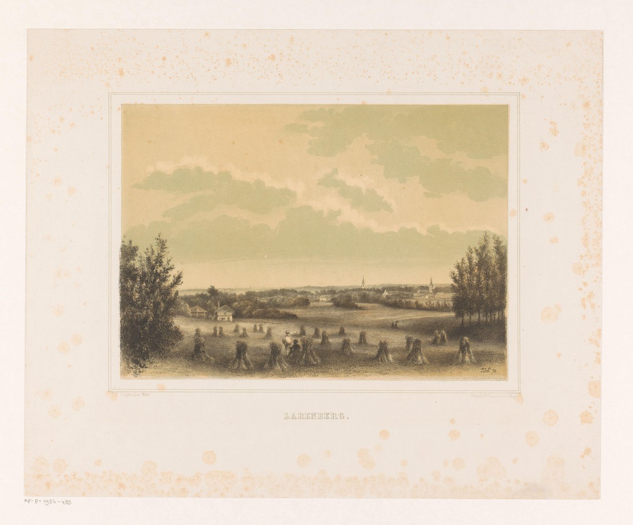 Vue sur un pré avec des gerbes de blé près du domaine de Larenberg - Petrus Josephus Lutgers